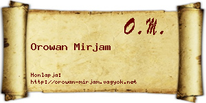 Orowan Mirjam névjegykártya